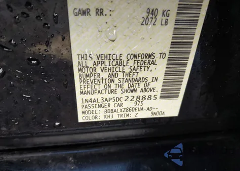 2013 Nissan Altima 2.5/S/Sv/Sl from USA, damaged, VIN 1N4AL3AP5DC228885